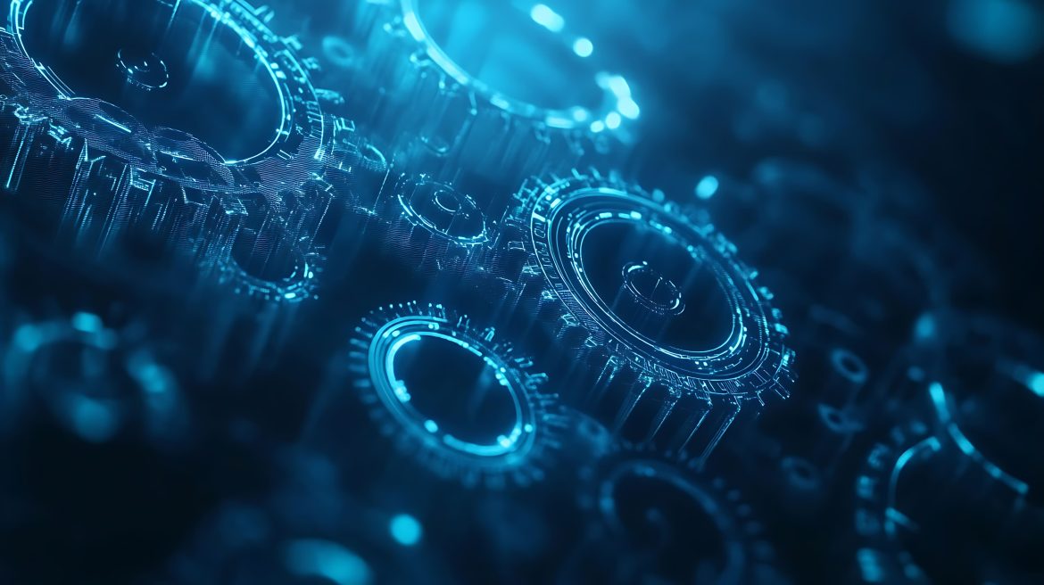 automated fund lifecycle system gears representing financial operations and process automation