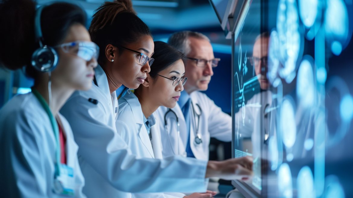 Professionnels de santé analysant des données médicales sur écran, illustrant l'hébergement HDS pour laboratoire de biologie
